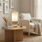 Dimmable Solid Wood & Linen Shade Table Lamp