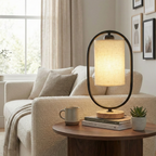 Dimmable Solid Wood & Linen Shade Table Lamp