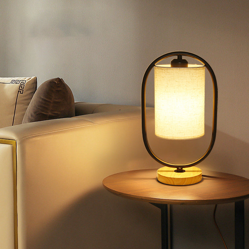 Dimmable Solid Wood & Linen Shade Table Lamp