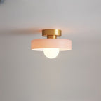 Dimmable Three-Color Bauhaus Glass Flush Mount Ceiling Light