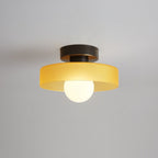 Dimmable Three-Color Bauhaus Glass Flush Mount Ceiling Light
