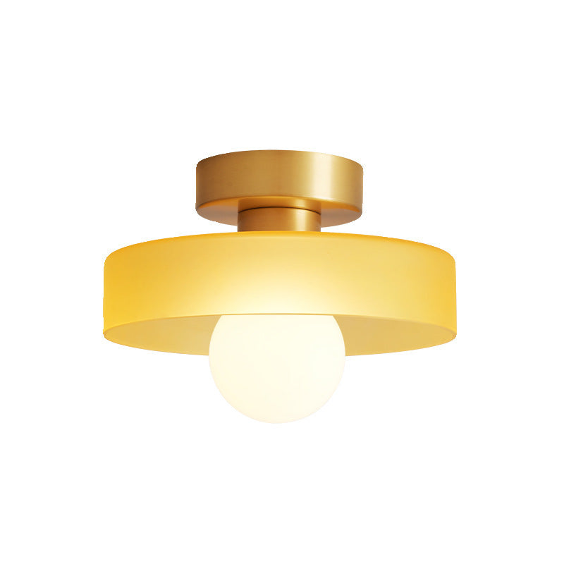 Dimmable Three-Color Bauhaus Glass Flush Mount Ceiling Light