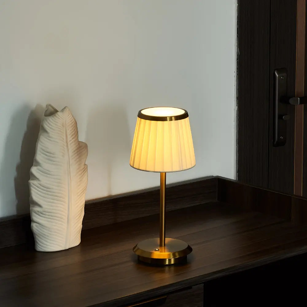 Dimmable USB-C Rechargeable Pleated Shade Table Lamp