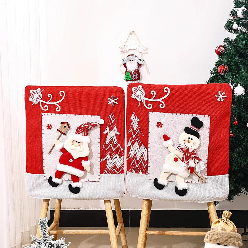 Dining Chair Covers Santa Claus Motif Stretch Fabric Washable