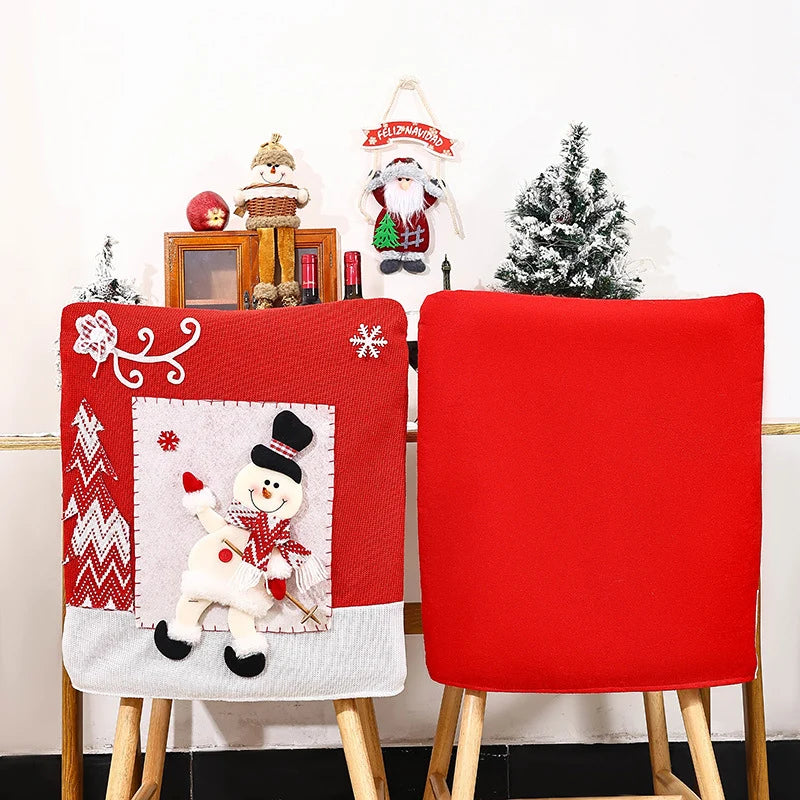 Dining Chair Covers Santa Claus Motif Stretch Fabric Washable