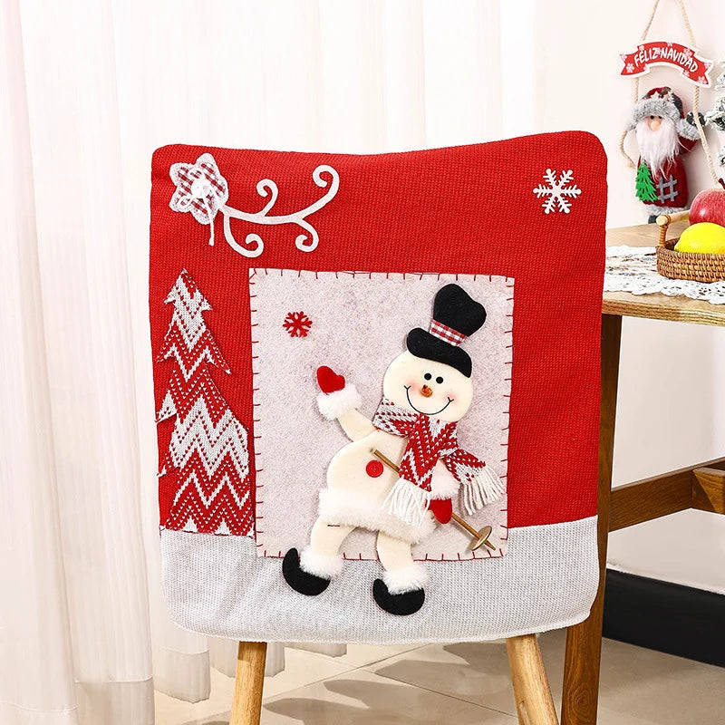 Dining Chair Covers Santa Claus Motif Stretch Fabric Washable
