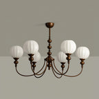 Dining Room Chandelier Antique Bronze Ribbed Glass 3-8-Light