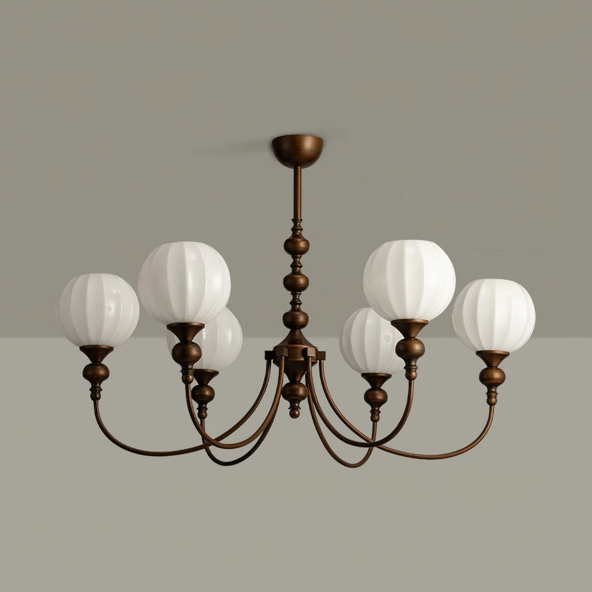 Dining Room Chandelier Antique Bronze Ribbed Glass 3-8-Light