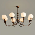Dining Room Chandelier Antique Bronze Ribbed Glass 3-8-Light