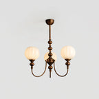 Dining Room Chandelier Antique Bronze Ribbed Glass 3-8-Light