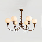 Dining Room Chandelier Antique Bronze Ribbed Glass 3-8-Light