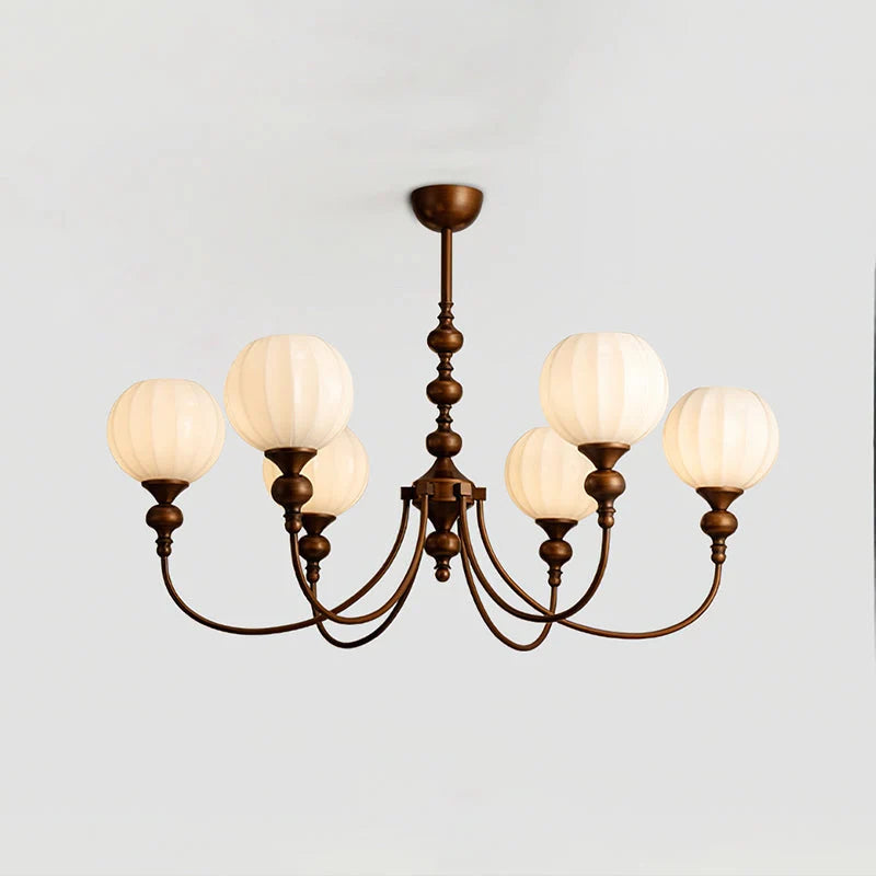 Dining Room Chandelier Antique Bronze Ribbed Glass 3-8-Light