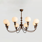 Dining Room Chandelier Antique Bronze Ribbed Glass 3-8-Light