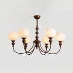 Dining Room Chandelier Antique Bronze Ribbed Glass 3-8-Light