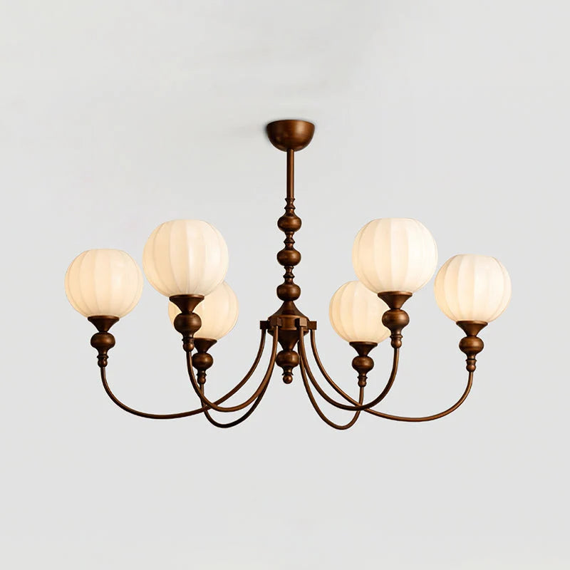 Dining Room Chandelier Antique Bronze Ribbed Glass 3-8-Light