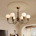 Dining Room Chandelier Antique Bronze Ribbed Glass 3-8-Light