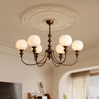 Dining Room Chandelier Antique Bronze Ribbed Glass 3-8-Light