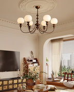 Dining Room Chandelier Antique Bronze Ribbed Glass 3-8-Light