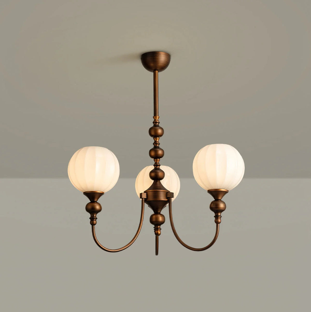 Dining Room Chandelier Antique Bronze Ribbed Glass 3-8-Light