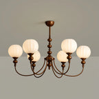 Dining Room Chandelier Antique Bronze Ribbed Glass 3-8-Light