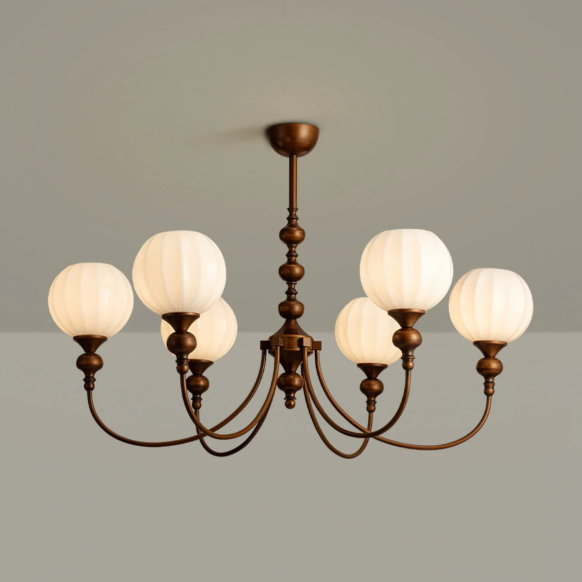 Dining Room Chandelier Antique Bronze Ribbed Glass 3-8-Light