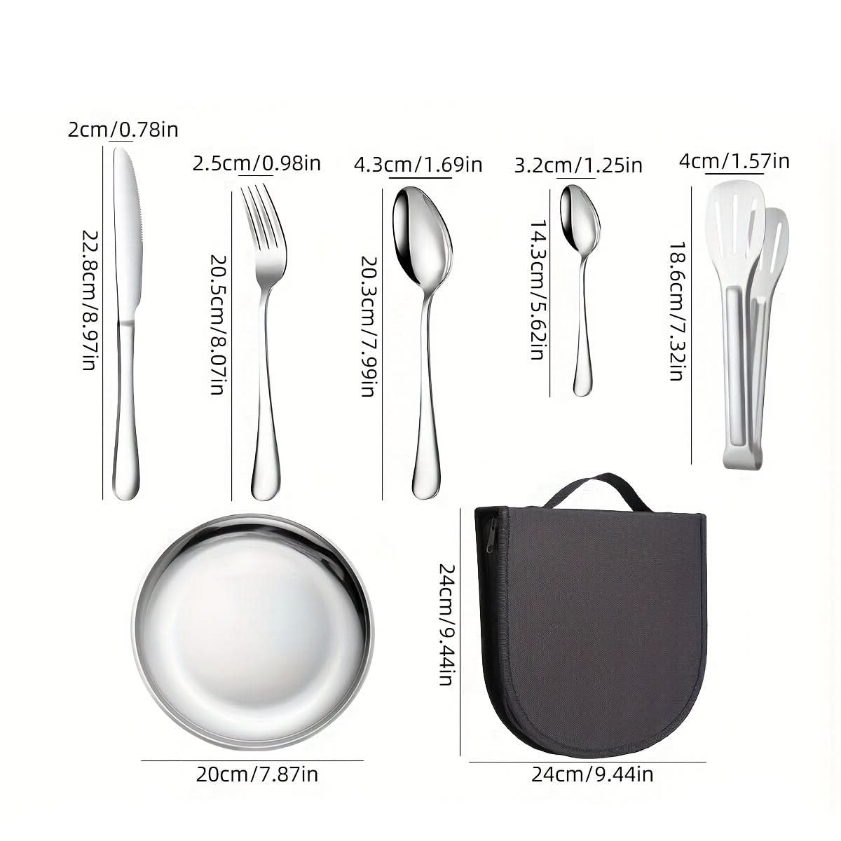 Dining Set Compact & Lightweight Includes Tongs