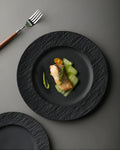Dinner Plate Ceramic Stoneware Matte Finish & Textured Rim