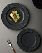 Dinner Plate Ceramic Stoneware Matte Finish & Textured Rim