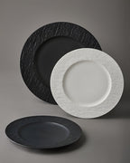 Dinner Plate Ceramic Stoneware Matte Finish & Textured Rim