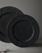 Dinner Plate Ceramic Stoneware Matte Finish & Textured Rim