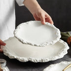 Dinner Plate Porcelain Rustic Textured Edge Dishwasher Safe