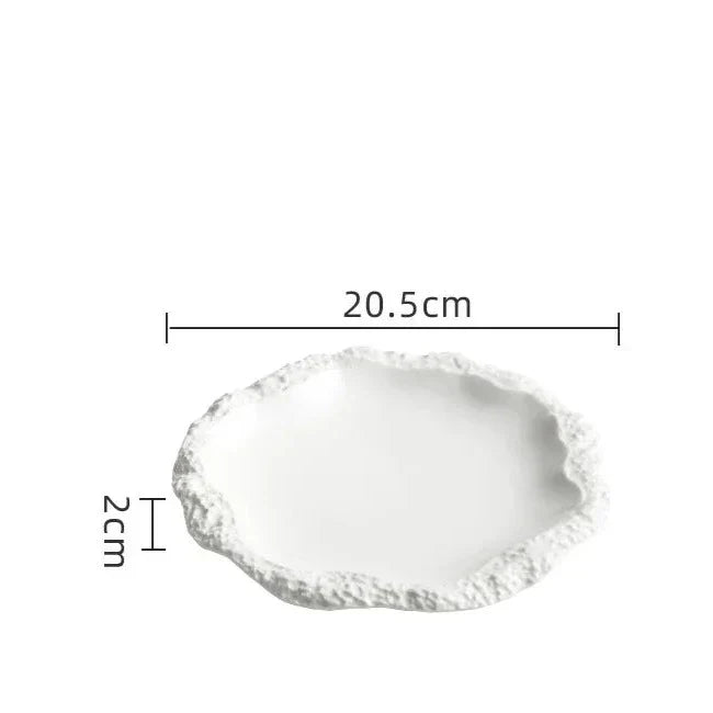 Dinner Plate Porcelain Rustic Textured Edge Dishwasher Safe