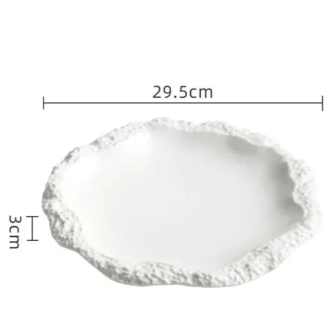 Dinner Plate Porcelain Rustic Textured Edge Dishwasher Safe