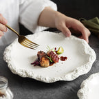 Dinner Plate Rustic Textured Edge Porcelain Dishwasher Safe