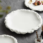 Dinner Plate Rustic Textured Edge Porcelain Dishwasher Safe