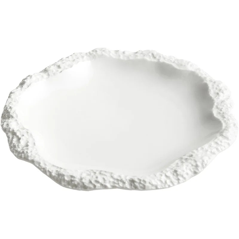 Dinner Plate Rustic Textured Edge Porcelain Dishwasher Safe