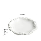 Dinner Plate Rustic Textured Edge Porcelain Dishwasher Safe