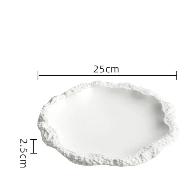 Dinner Plate Rustic Textured Edge Porcelain Dishwasher Safe