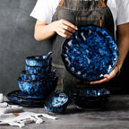 Dinnerware Set 10-Piece Ceramic Galaxy Blue Dishwasher Safe
