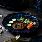 Dinnerware Set 10-Piece Ceramic Galaxy Blue Dishwasher Safe