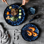 Dinnerware Set 10-Piece Ceramic Galaxy Blue Dishwasher Safe