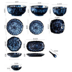 Dinnerware Set 10-Piece Ceramic Galaxy Blue Dishwasher Safe