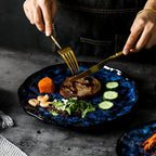 Dinnerware Set 10-Piece Ceramic Galaxy Blue Dishwasher Safe