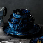 Dinnerware Set 10-Piece Ceramic Galaxy Blue Dishwasher Safe