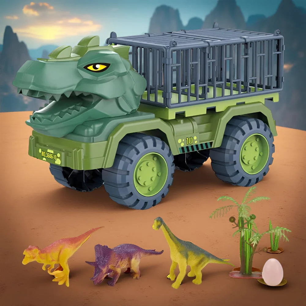 Dinosaur Playset Cage-Back Truck 4 Figures & Accessories