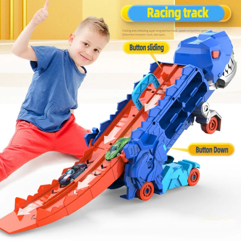 Dinosaur Playset Transforming Built-In Car Storage