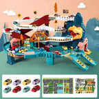 Dinosaur Race Track Playset Battery-Powered Multi-Level 8 Cars