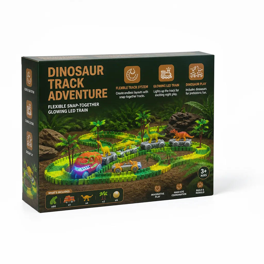 Dinosaur Race Track Set Flexible Track LED Train