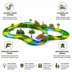 Dinosaur Race Track Set Flexible Track LED Train