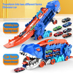 Dinosaur Raceway Playset Transforming Foldable Built-In Car Storage